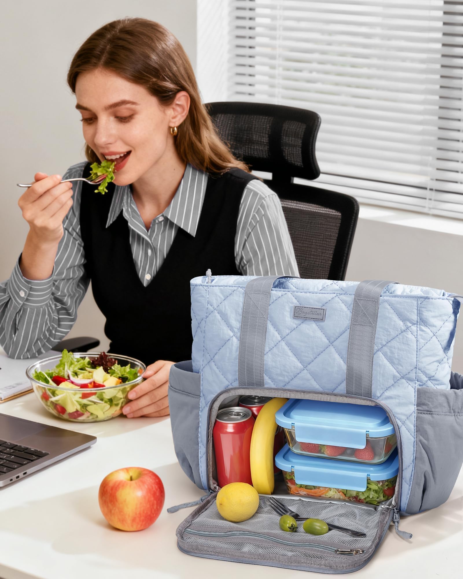 Bagstellar Puffer Lunch Tote, versátil para trabajo, estudio y viajes.