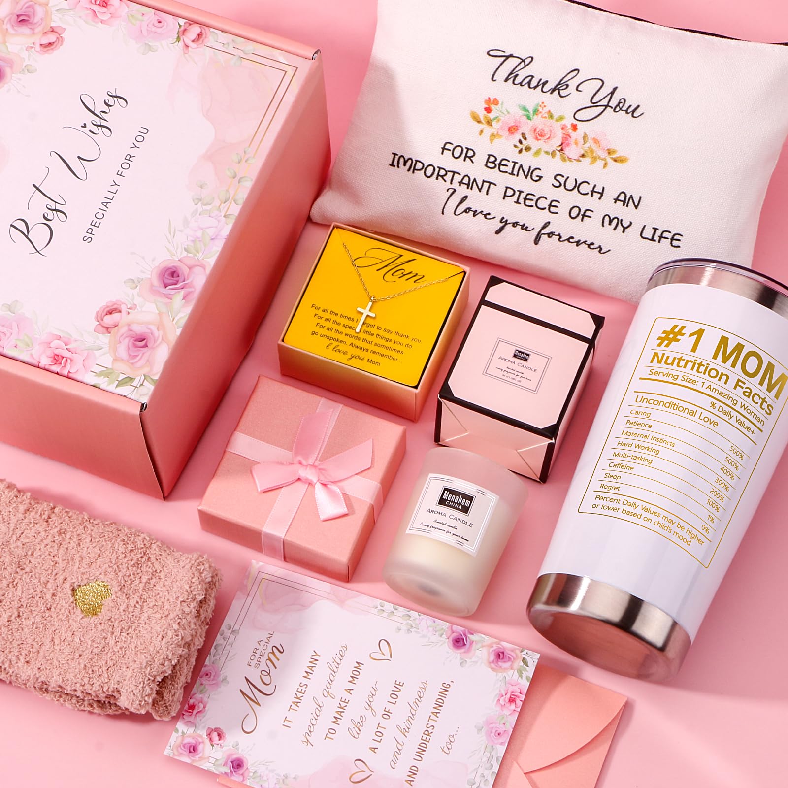 Baicai caja regalo rosa para mamá, presentación elegante