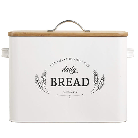 Baie Maison caja pan grande blanca, almacenamiento práctico para pan en la encimera.