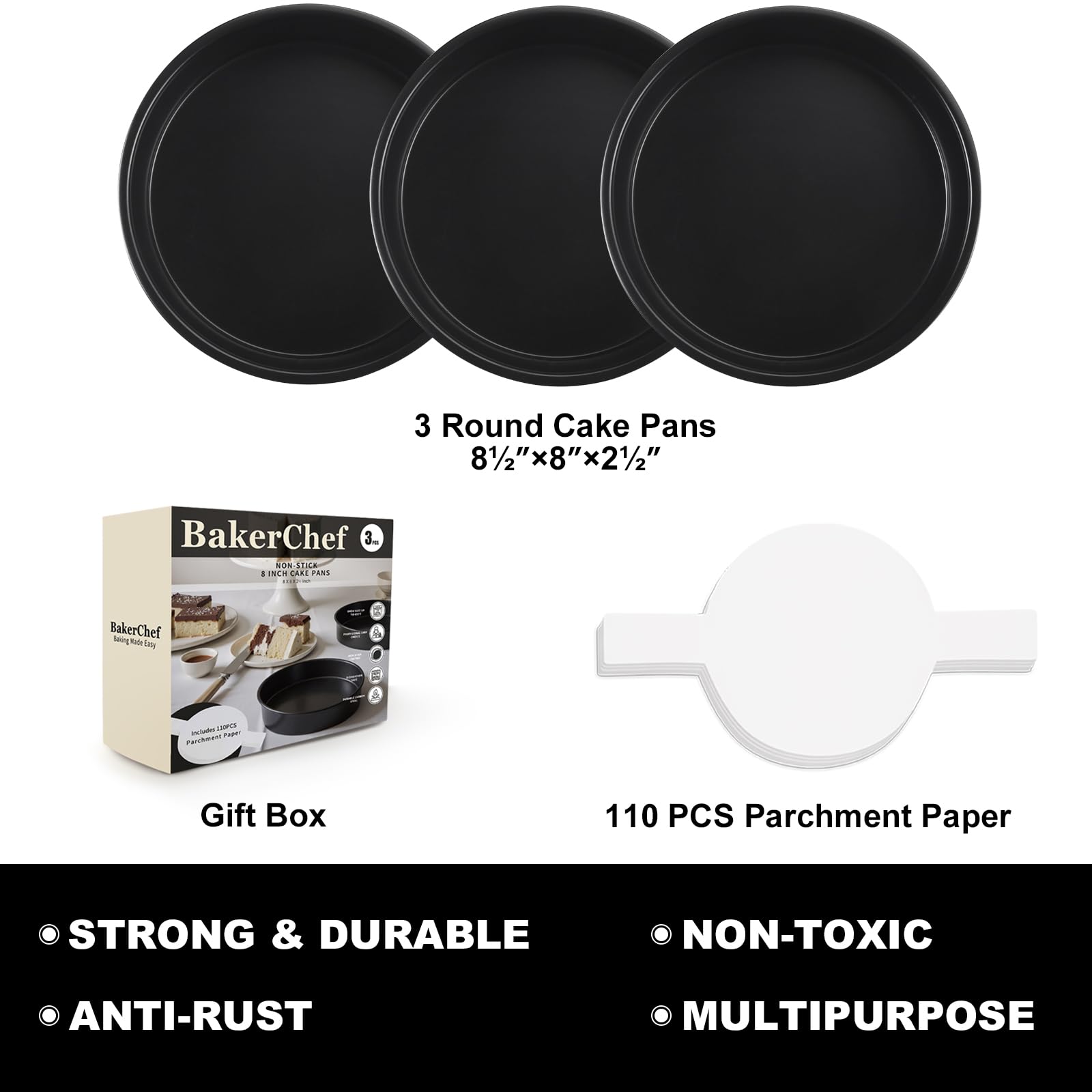 BakerChef molde torta acero carbono resistente garantiza calor uniforme y durabilidad