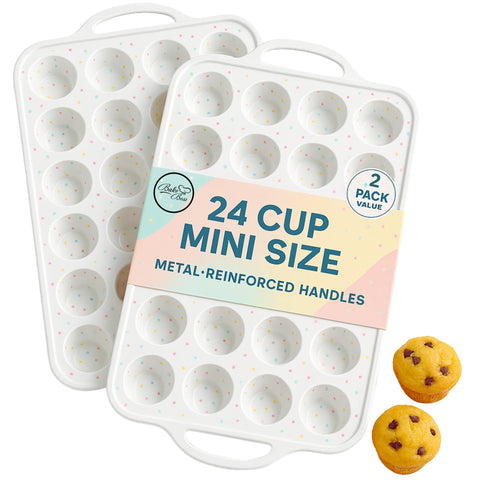 BAKE BOSS: juego doble de moldes mini muffins, 24 cavidades, para lotes grandes.