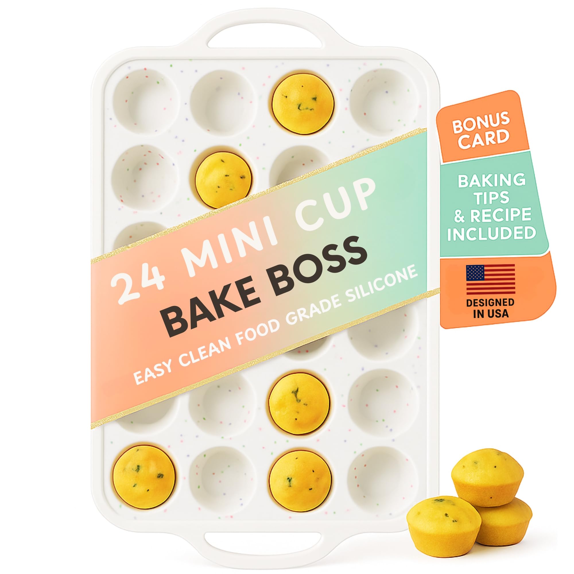 BAKE BOSS molde mini magdalenas 24 cavidades para hornear uniformemente