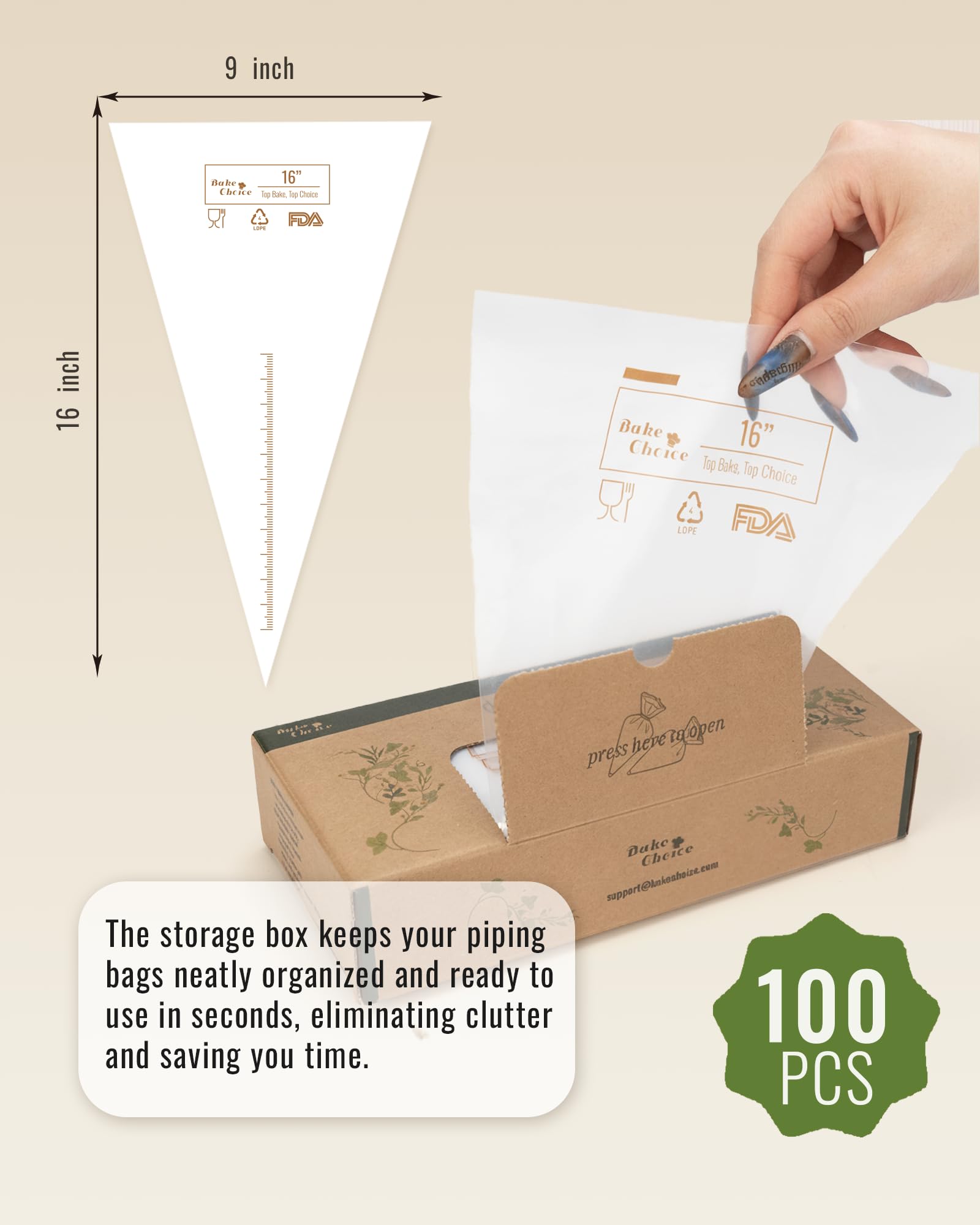 Bake Choice dispensador de cartón para bolsas, almacenamiento ordenado y acceso rápido.