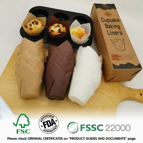 Forro tulip blanco Bake Choice, 50 unidades, acabado limpio para cupcakes