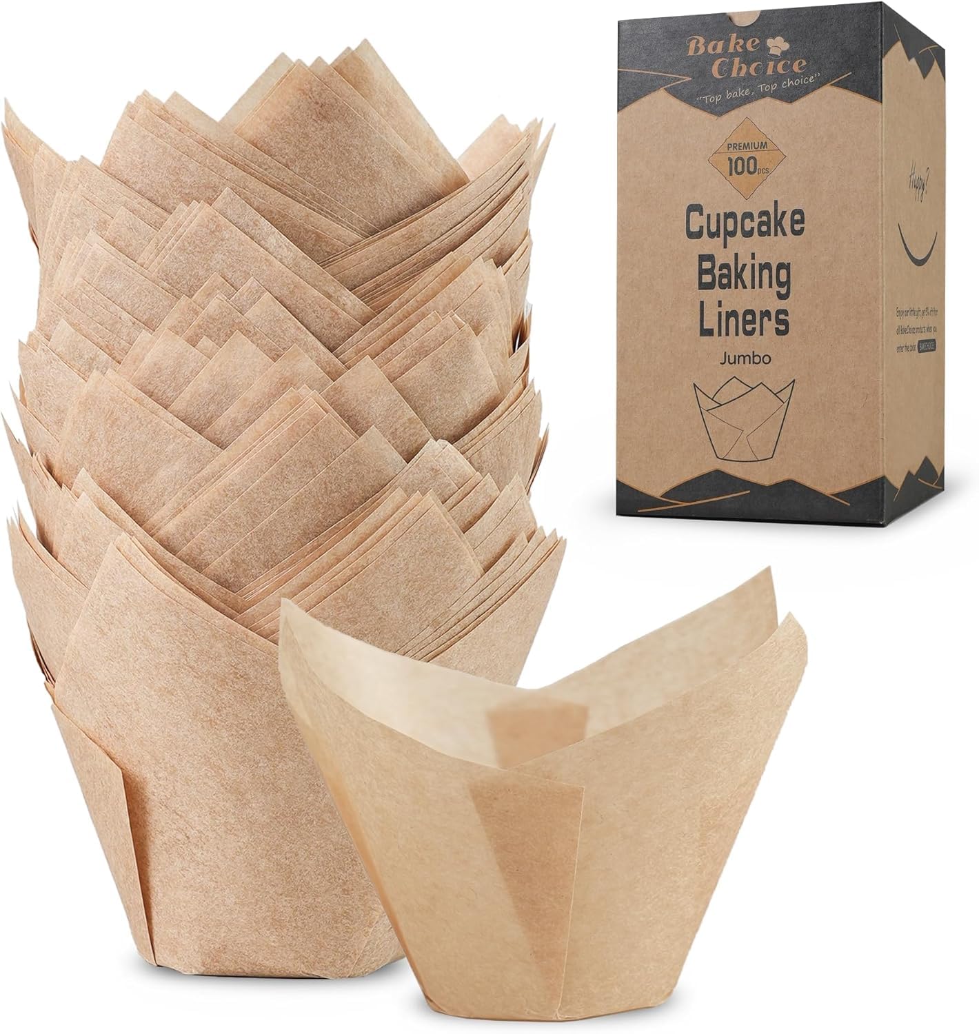 Bake Choice cápsulas tulip natural para magdalenas, presentación atractiva para fiestas