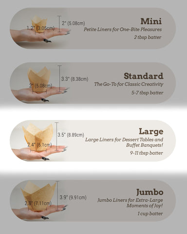 Forro Bake Choice Tulip natural, alta resistencia, apto para hornear hasta 220°C.
