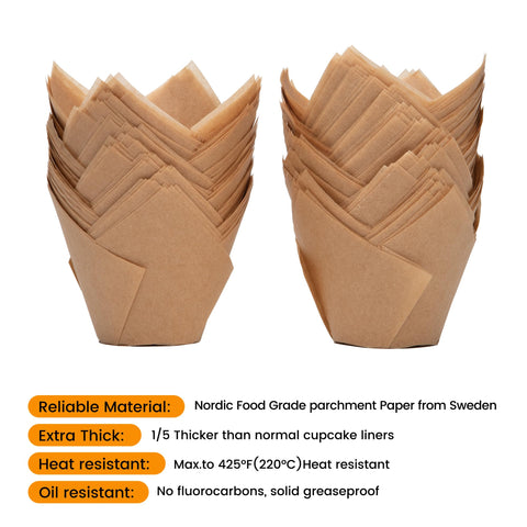 Forro Bake Choice Tulip natural, base de 2.4 pulgadas, perfecto para moldes grandes.