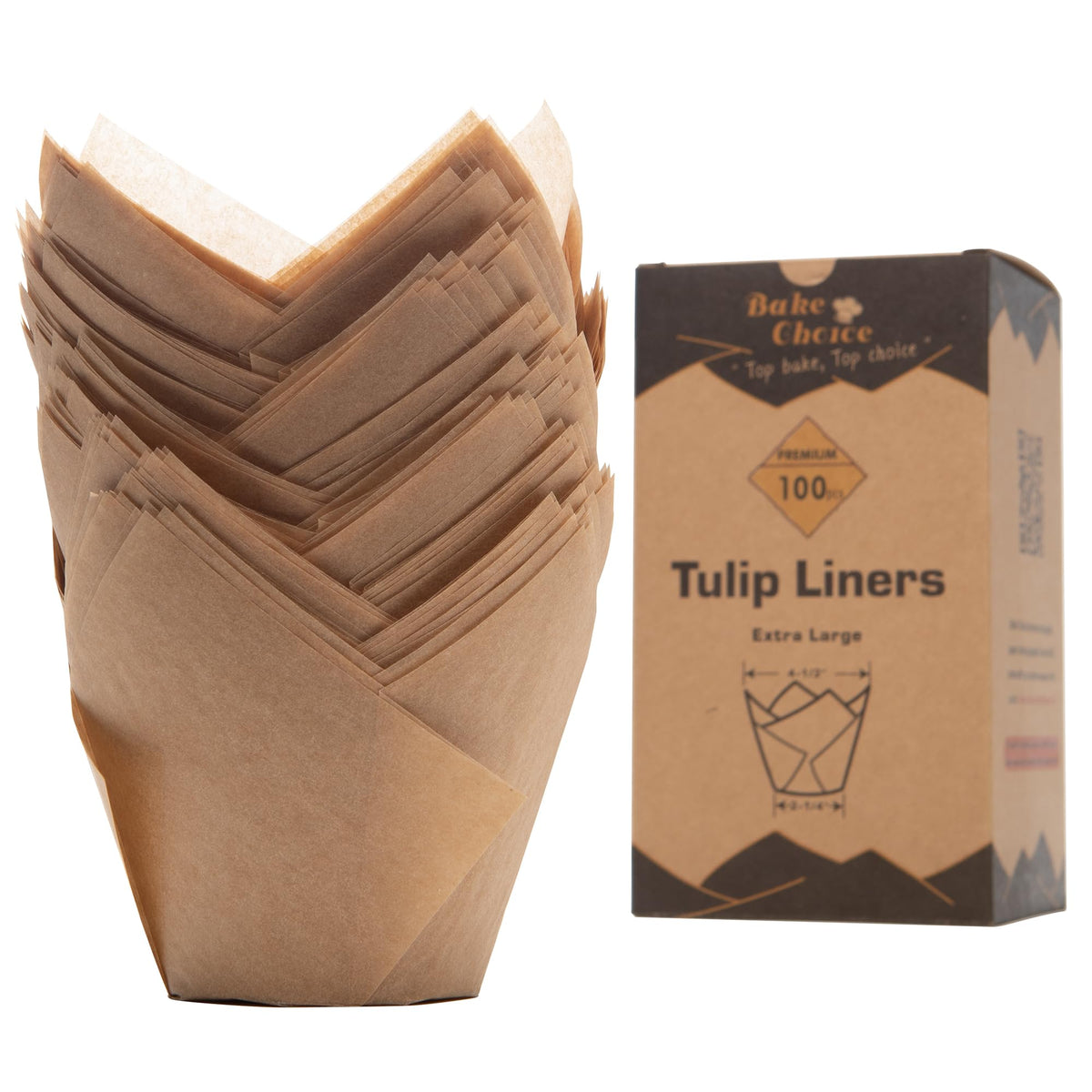 Forro Bake Choice Tulip natural grande, ideal para cupcakes grandes y presentación elegante.