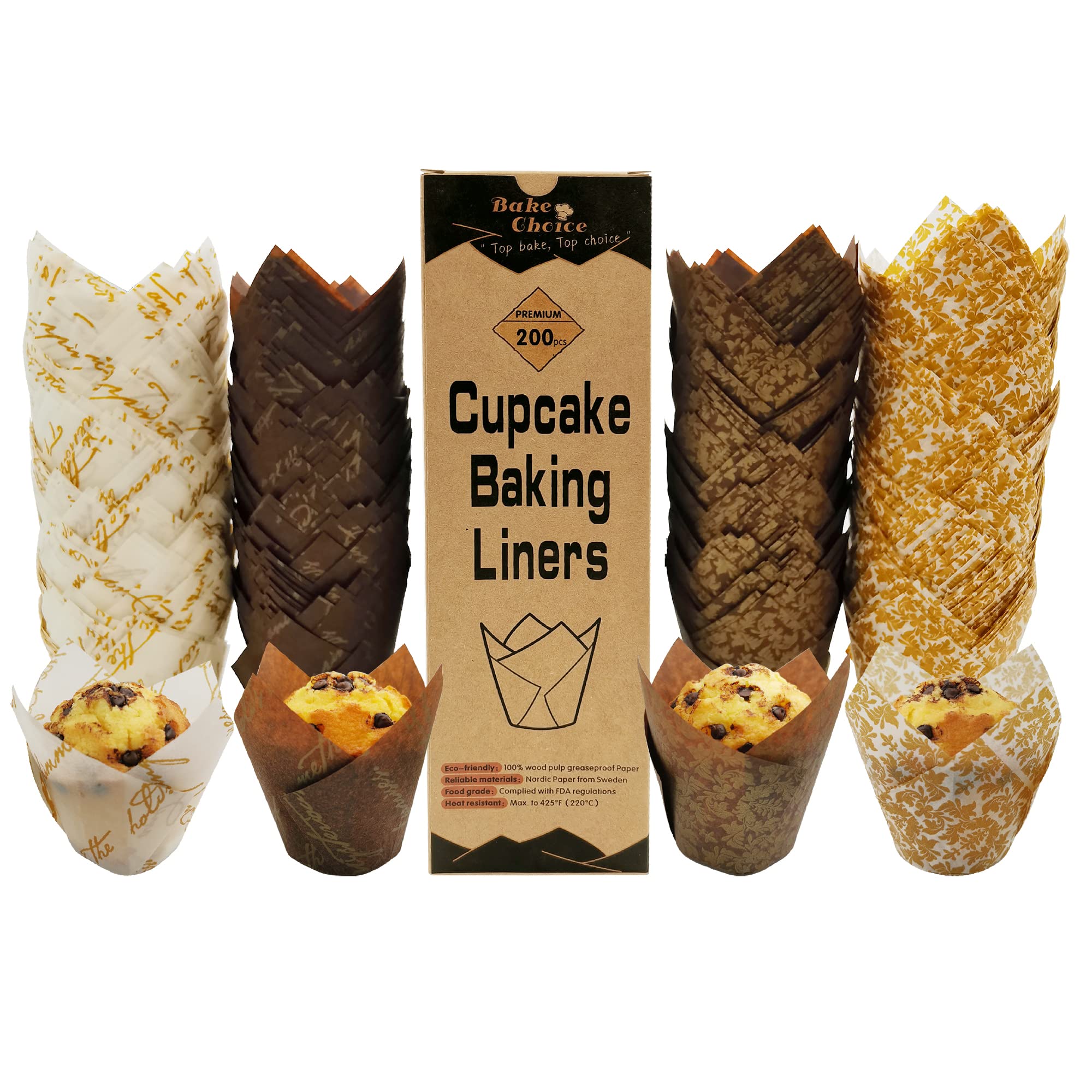 Bake Choice Nordic Tulip papeles muestra caja kraft estable para almacenamiento seguro