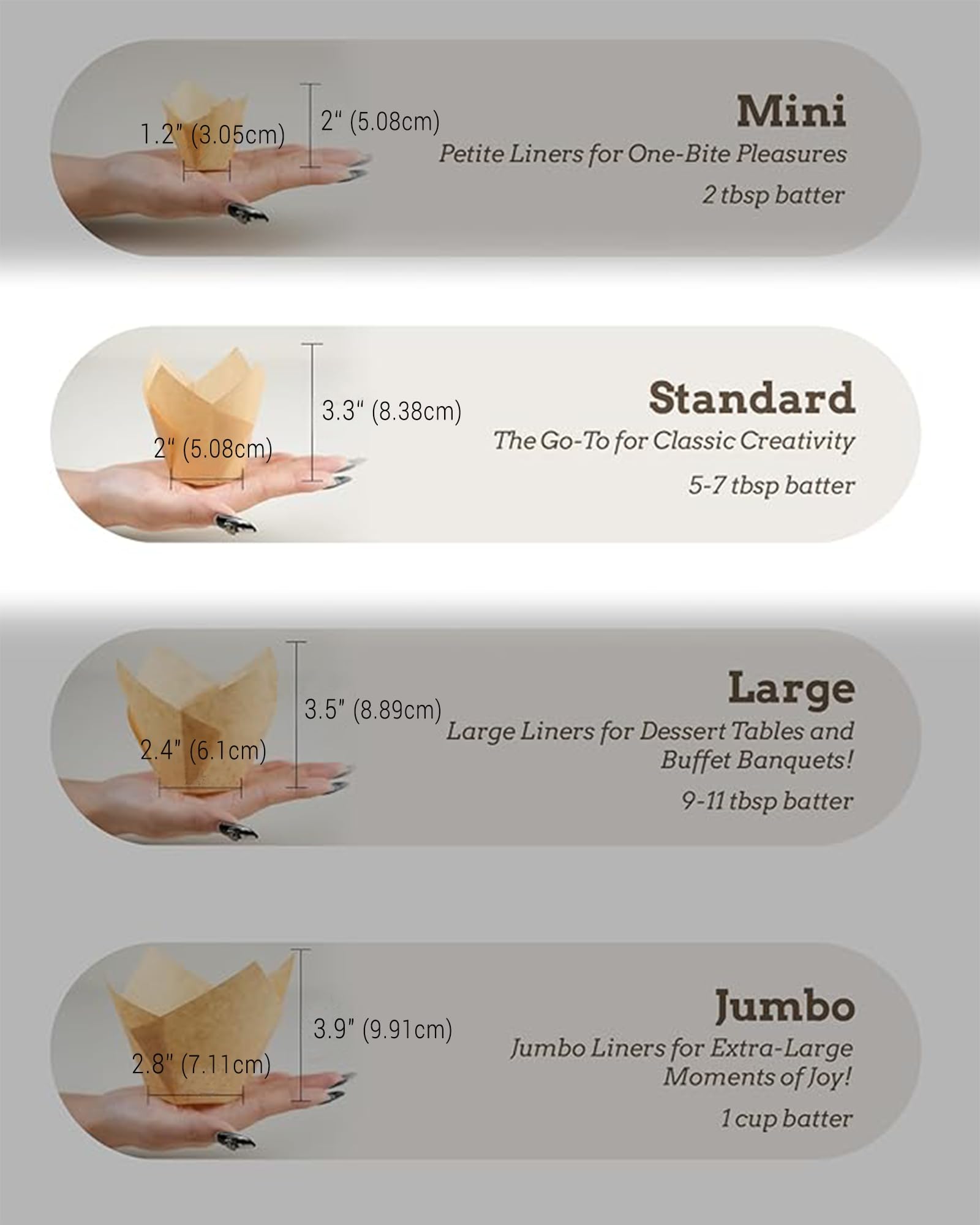 Bake Choice Nordic Tulip papeles con diseño hojas blancas para cupcakes elegantes