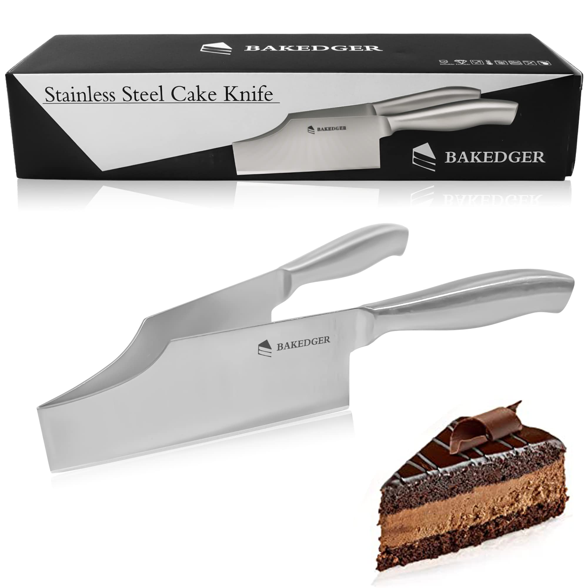 Cuchillo pastel Bakedger con ajuste para porciones uniformes.
