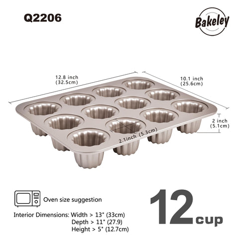 Bakeley canelé molde de acero carbono con calor uniforme para horneados consistentes.