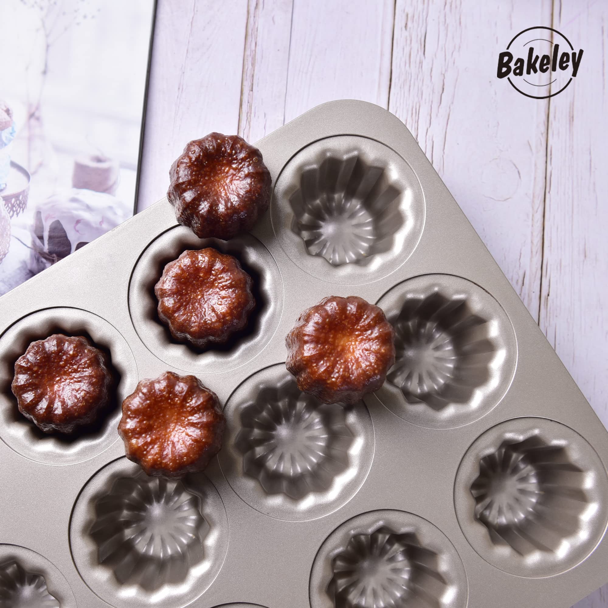 Bakeley canelé molde con recubrimiento antiadherente de silicona para hornear seguro.