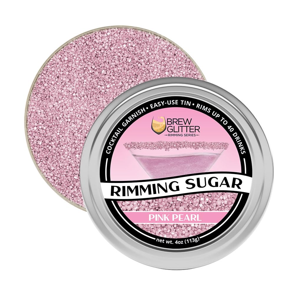 Detalle brillante de Bakell Brew Glitter rosa, acabado deslumbrante para bebidas.