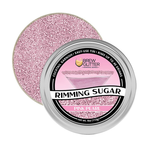 Detalle brillante de Bakell Brew Glitter rosa, acabado deslumbrante para bebidas.