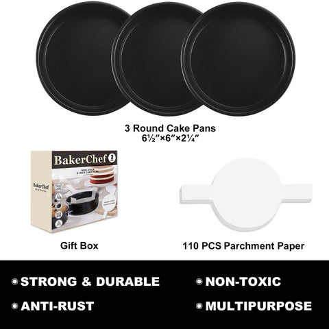 BakerChef molde torta redondo antiadherente 6 pulgadas facilita desmoldar