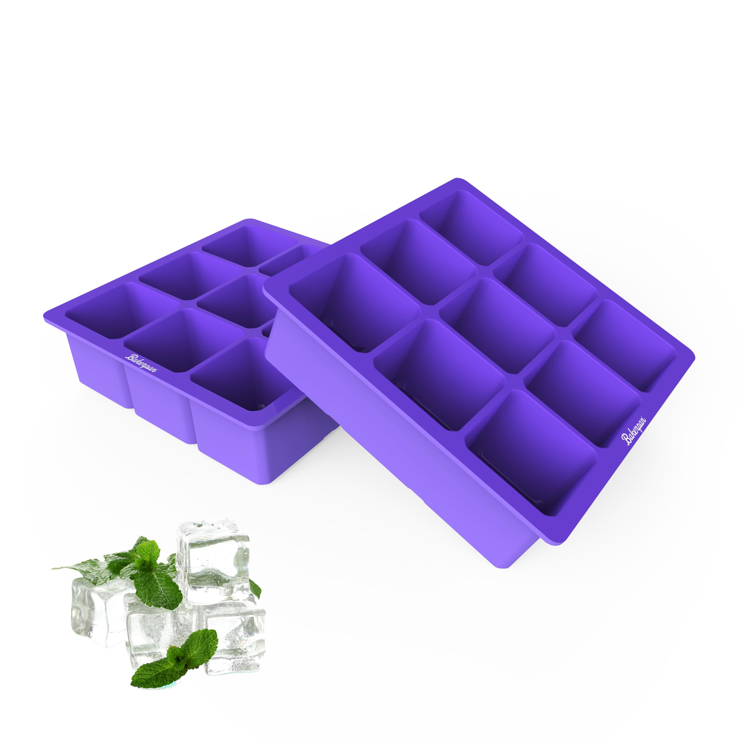 Bakerpan bandeja de hielo de silicona 1,5 pulgadas, duradera y segura para bebidas.