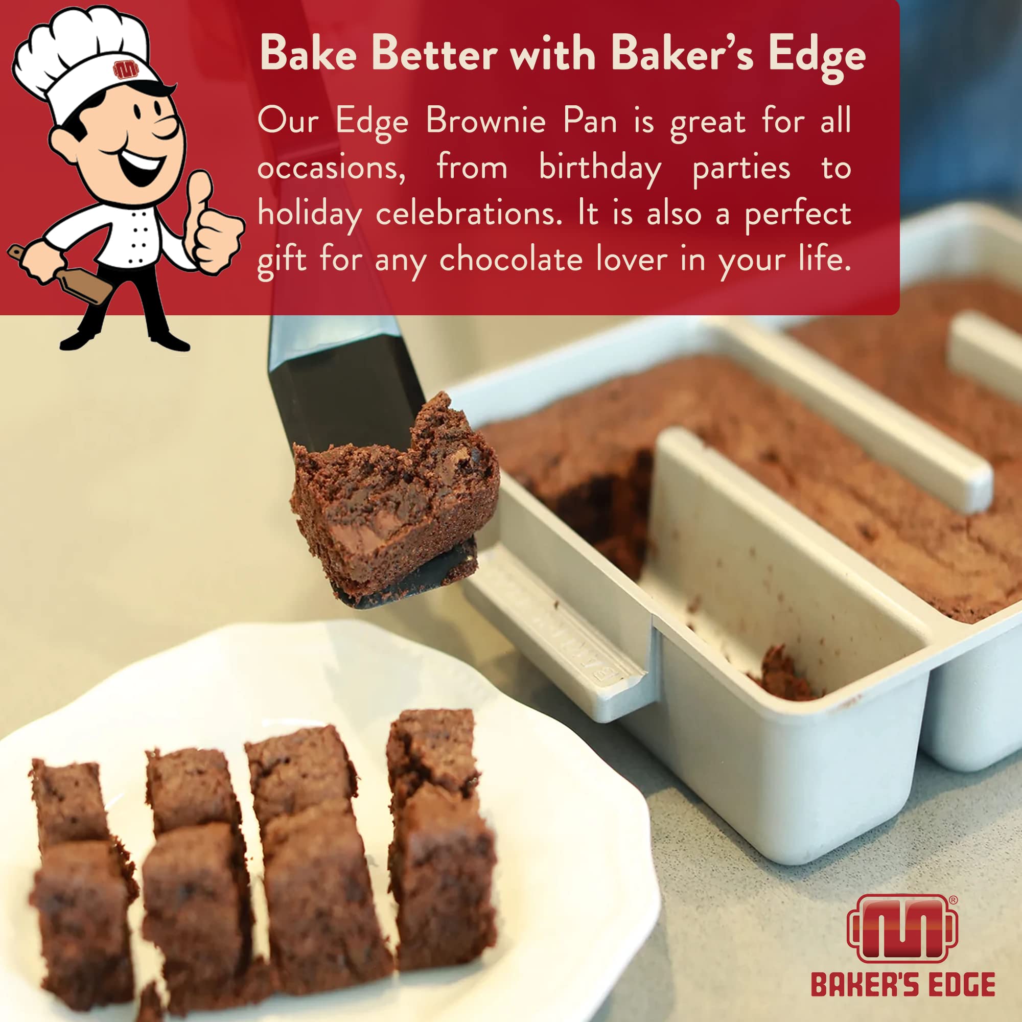 Baker's Edge Pan brownie, tamaño 9x12 pulgadas ideal para recetas estándar