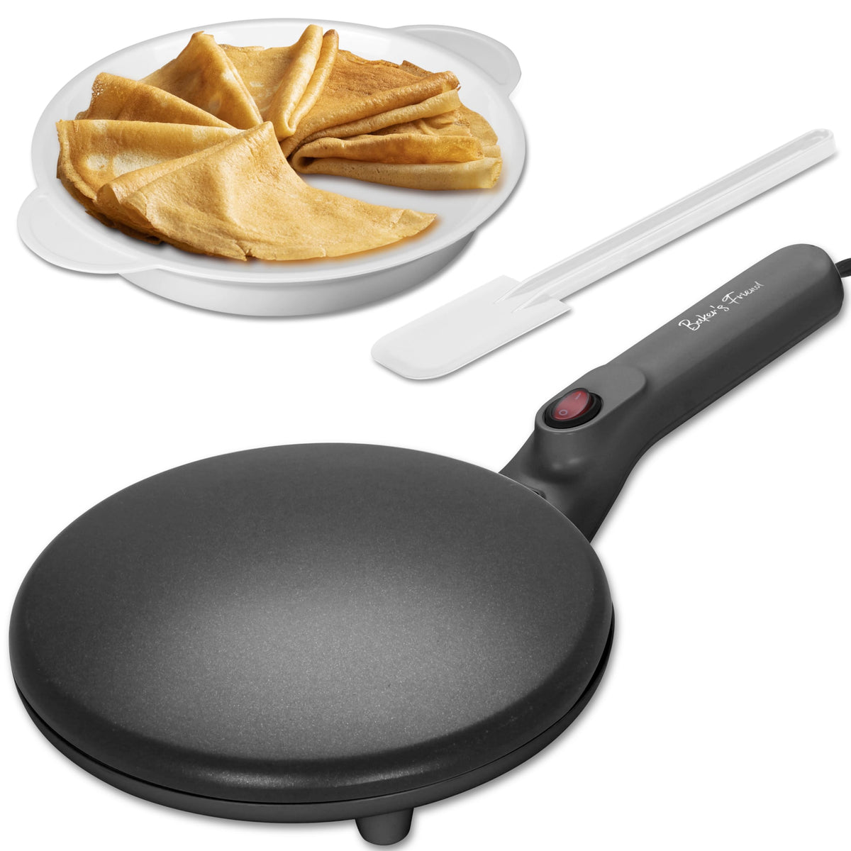 Crepe Maker Baker's Friend con apagado automático para mayor seguridad.