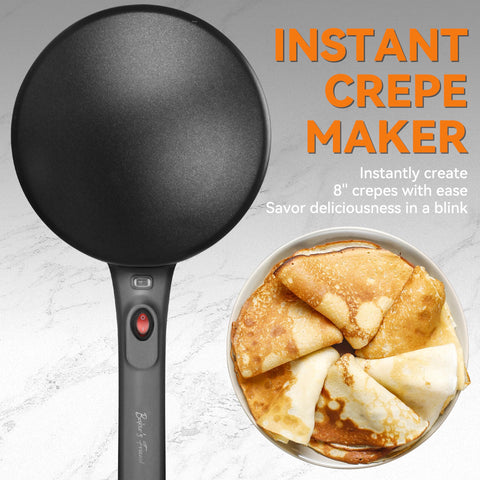 Crepe Maker Baker's Friend con control de temperatura automático para resultados consistentes.