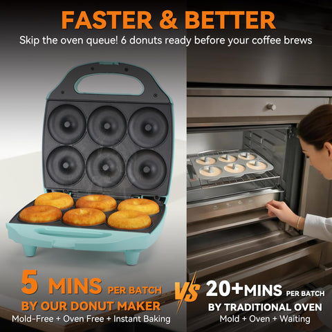 Baker's Friend Aqua, donas listas para la mesa.