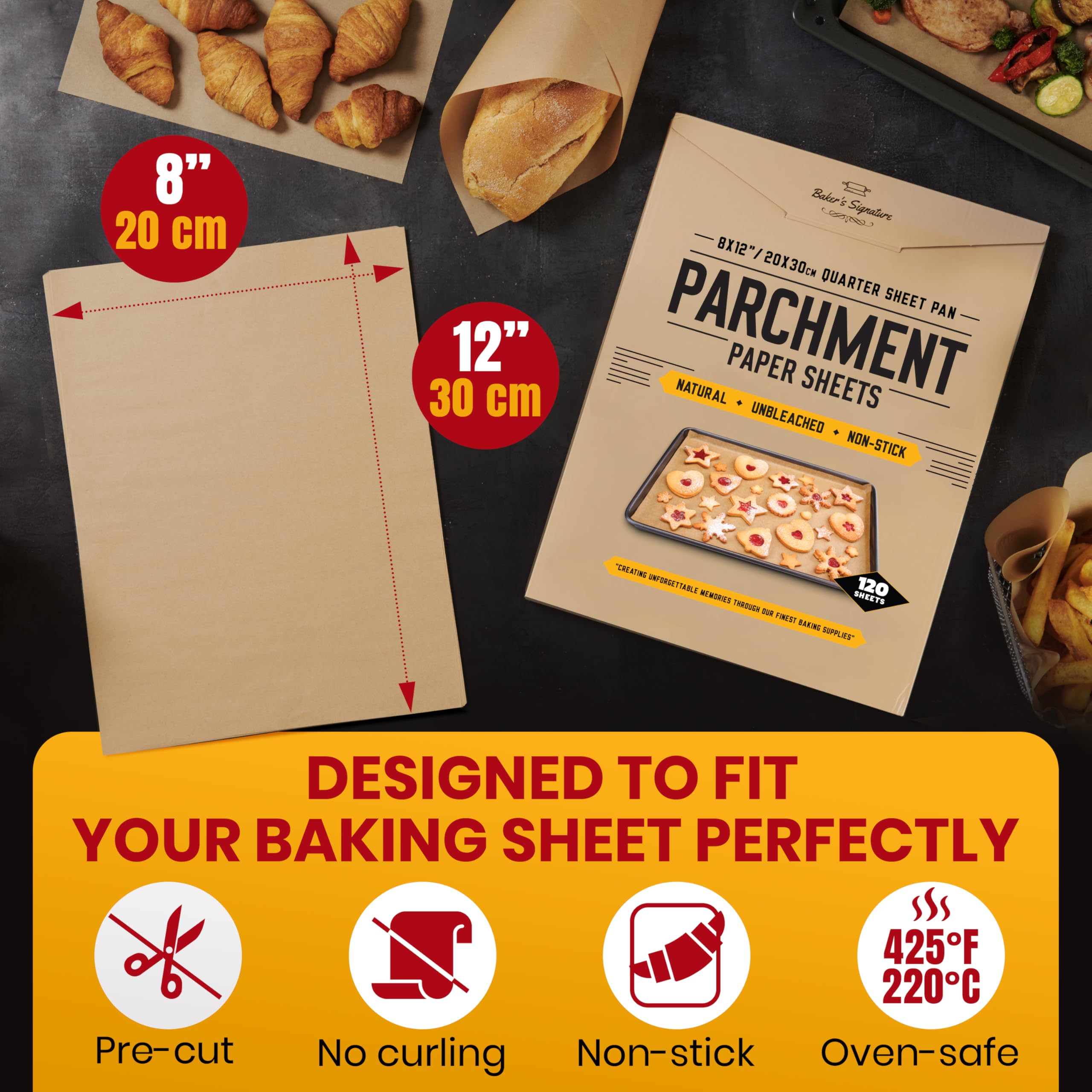 Baker’s Signature papel pergamino sin blanqueo, opción más natural para hornear.