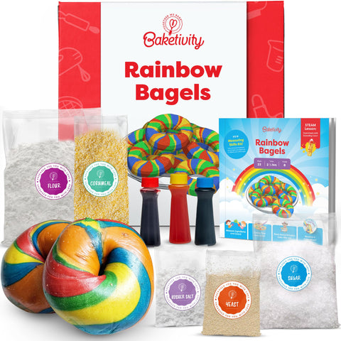 Baketivity Bagel Arcoíris para niños: aprendizaje lúdico con sabores divertidos.