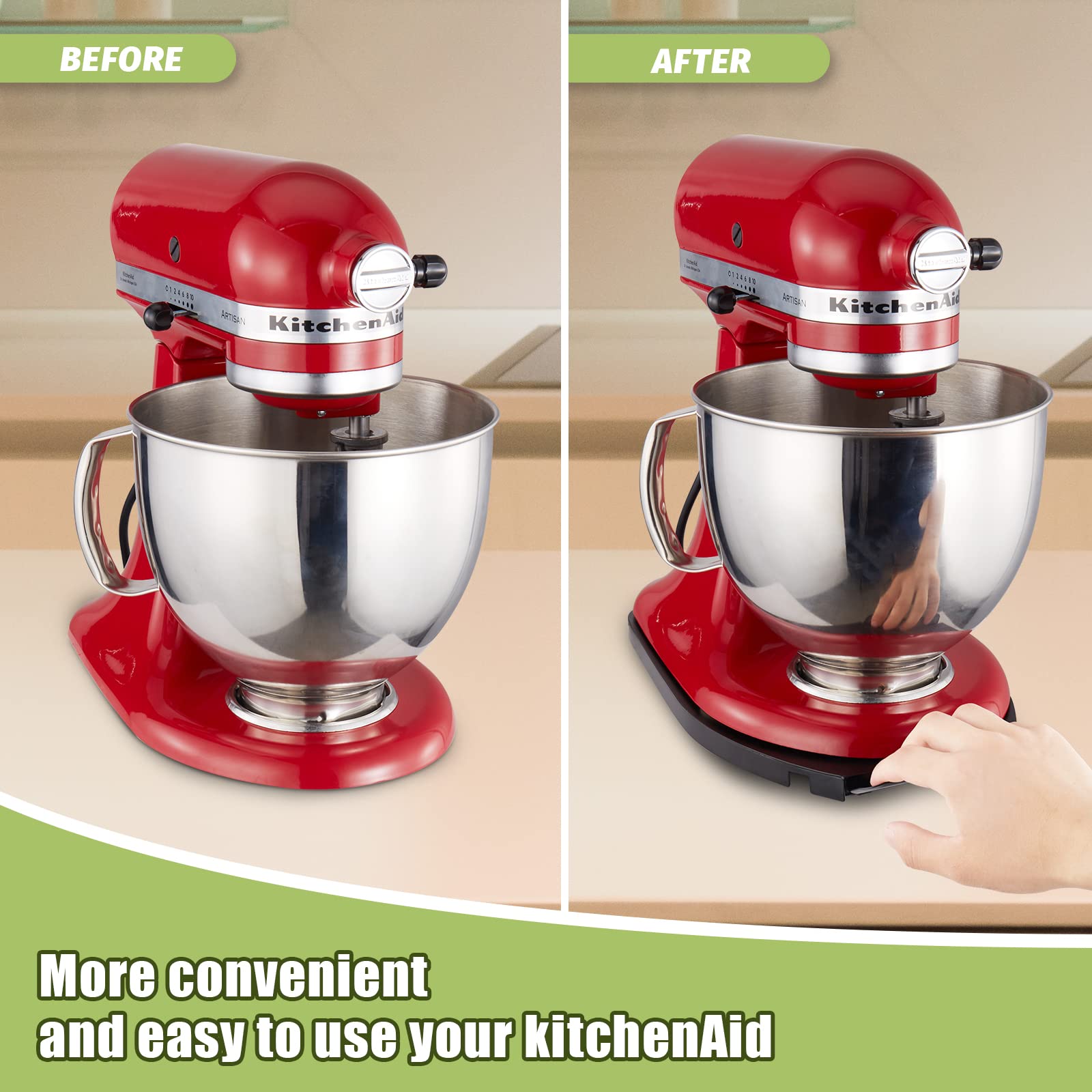 BAKEWAY bandeja deslizante metálica para KitchenAid, base estable para uso diario.