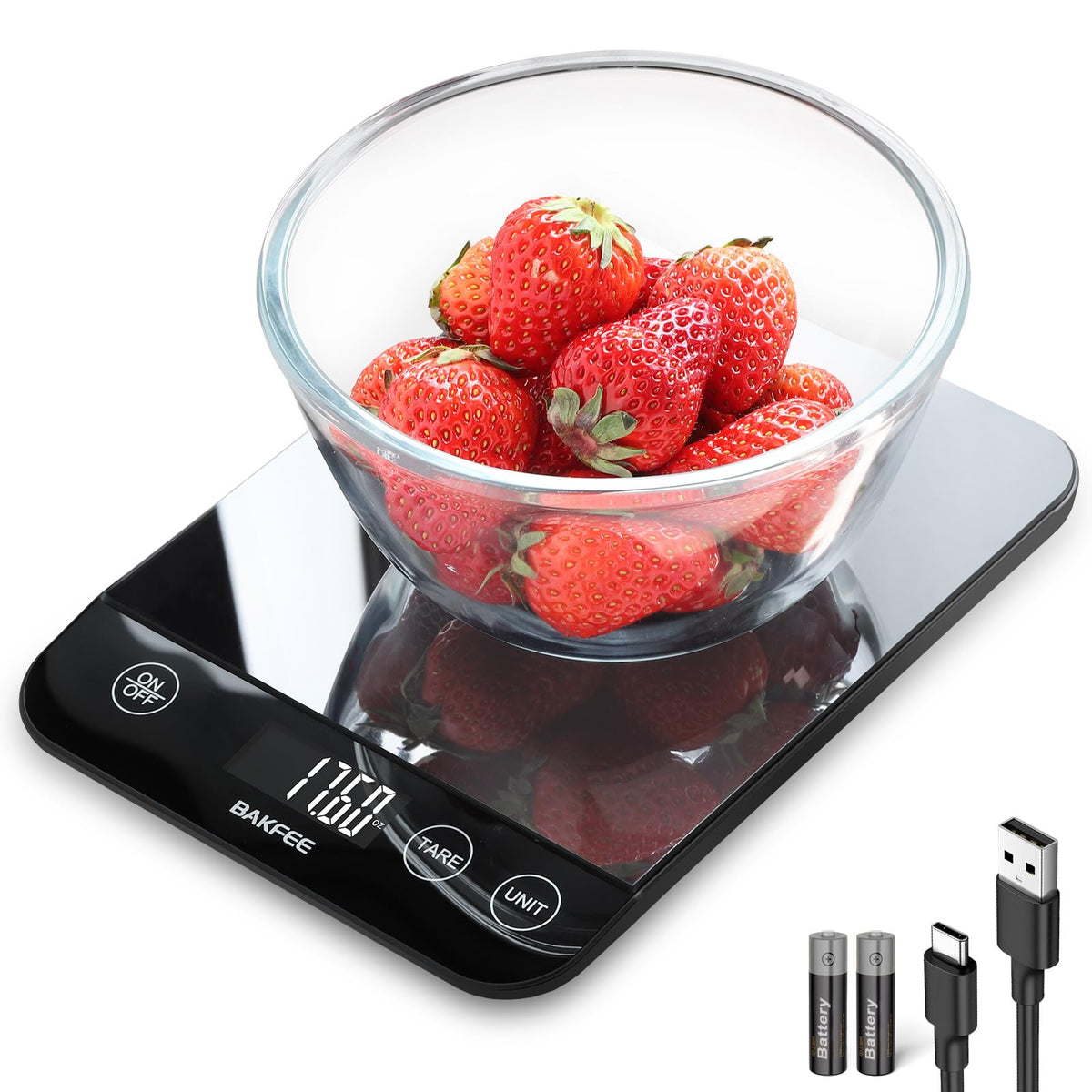 BakFee BK807 balanza de cocina con capacidad de 33 libras y precisión de 1 g, ideal para repostería