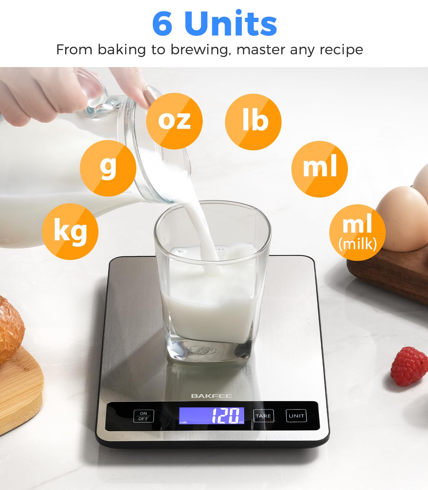 BakFee Food Scale ahorro de energía con apagado automático
