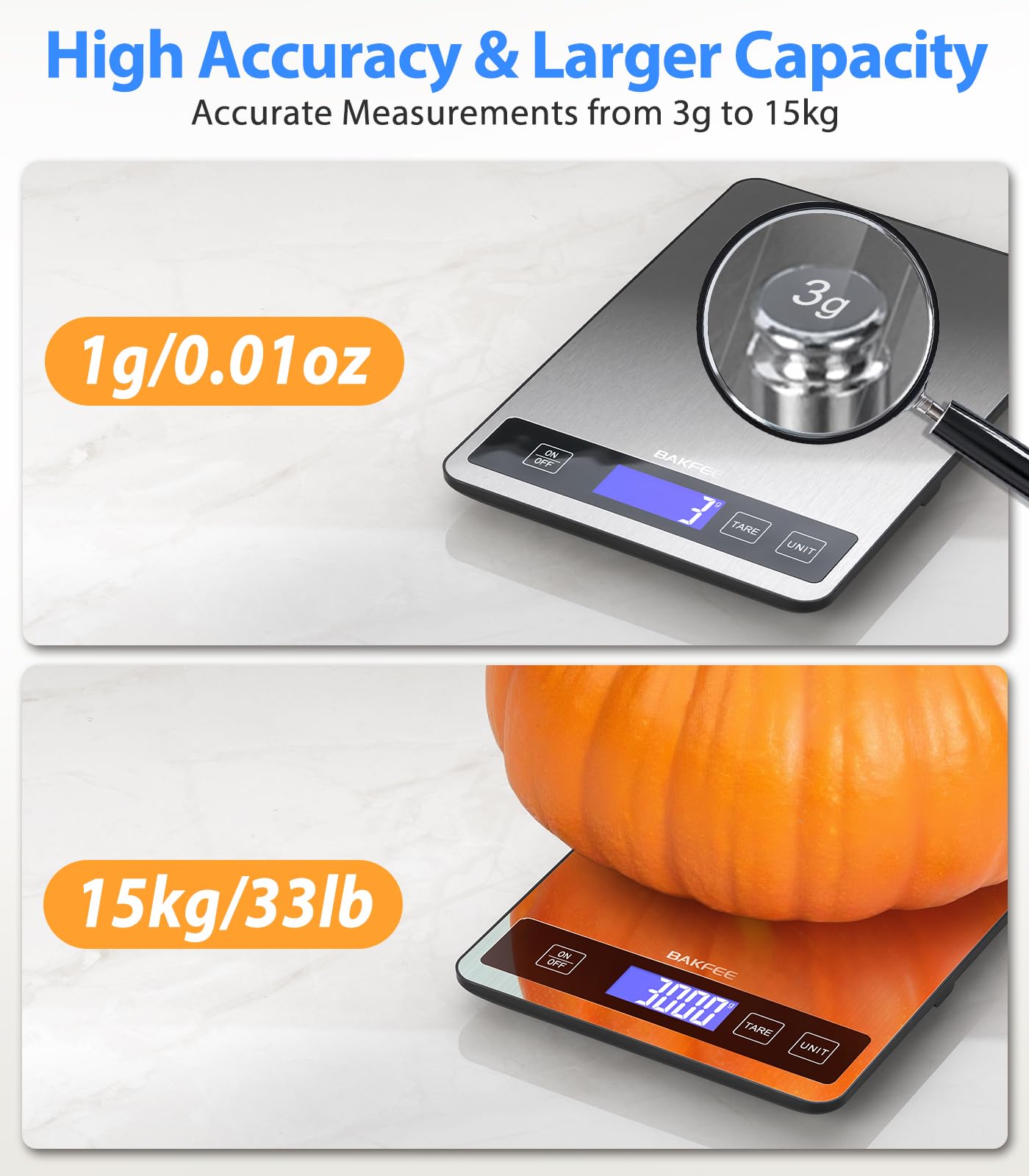 BakFee Food Scale base antideslizante mantiene estable la balanza