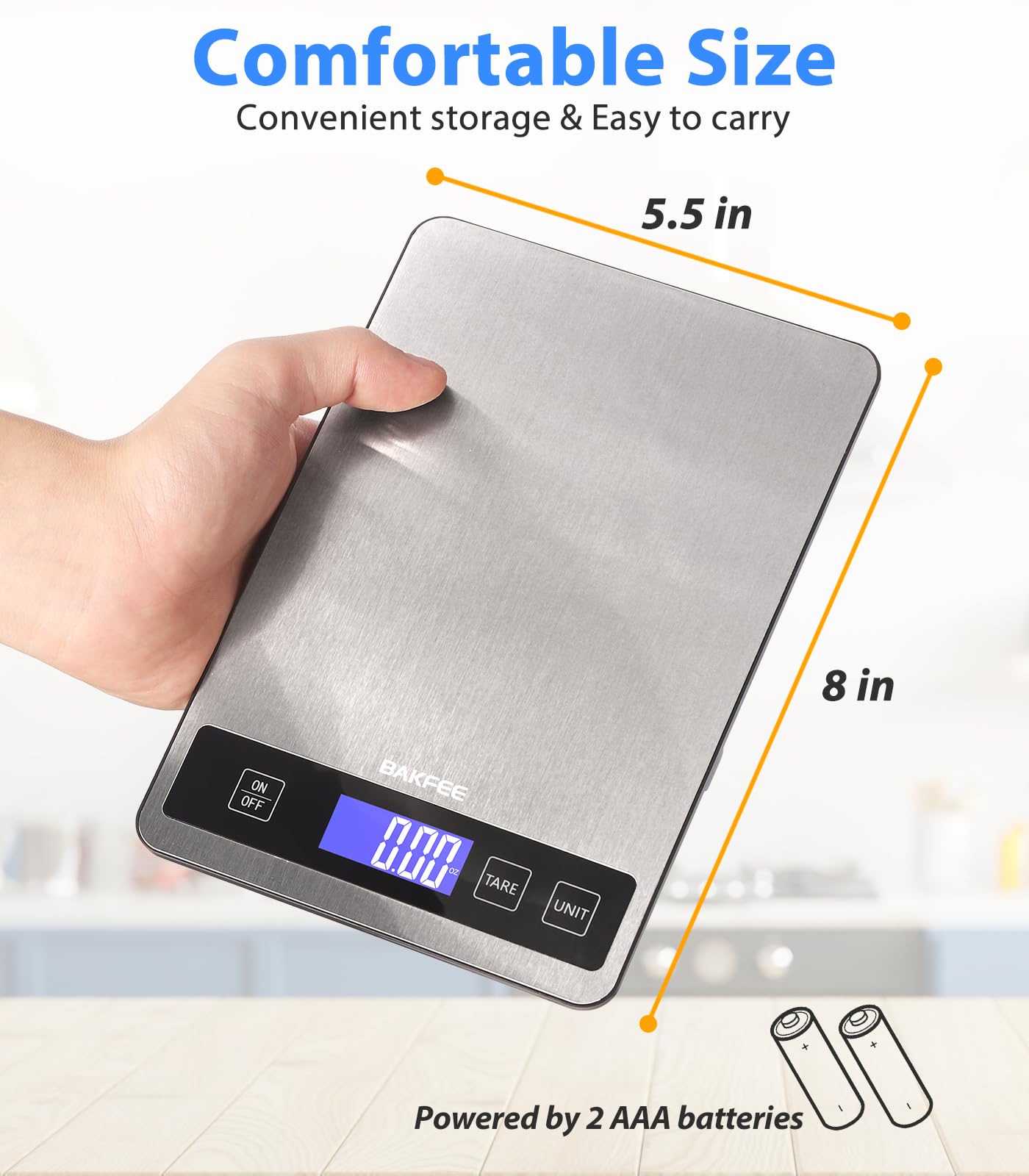 BakFee Food Scale resistente a salpicaduras para cocinas limpias