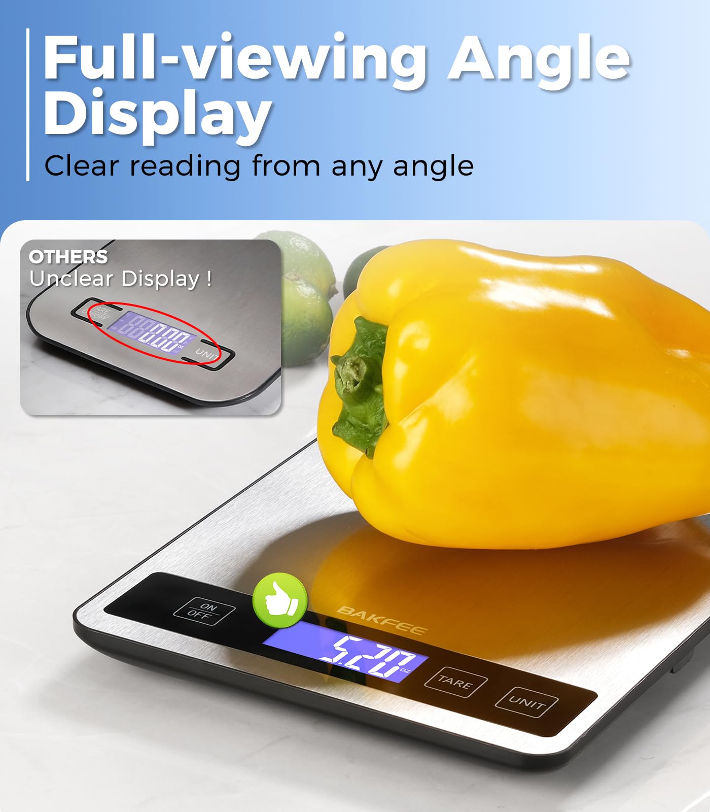 BakFee Food Scale lectura rápida con seis unidades de medida
