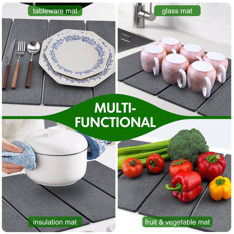 BAKFUFY Usos múltiples: vajilla, frutas y verduras sobre la alfombrilla.