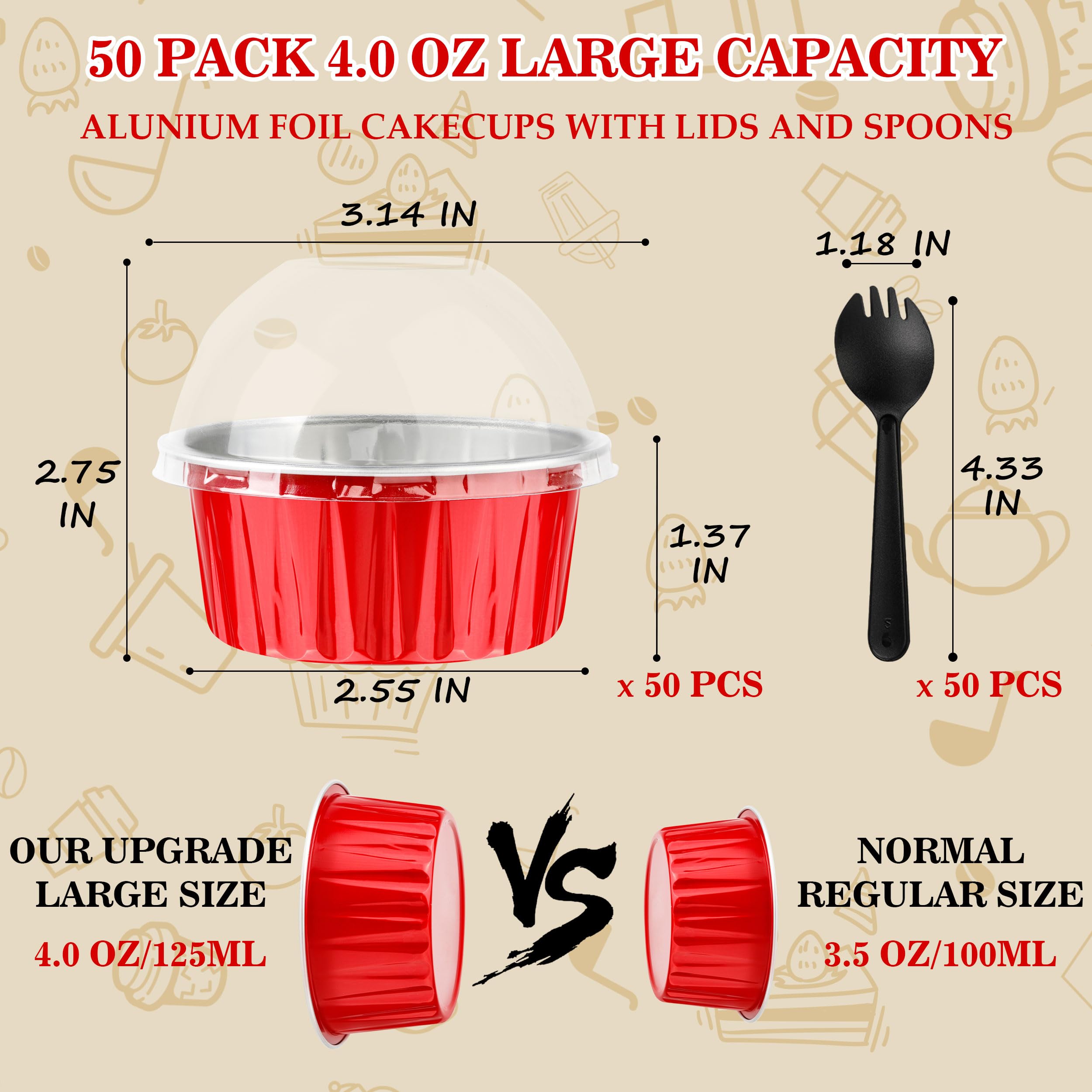 Forros para cupcakes de aluminio con tapas, ideales para presentaciones.
