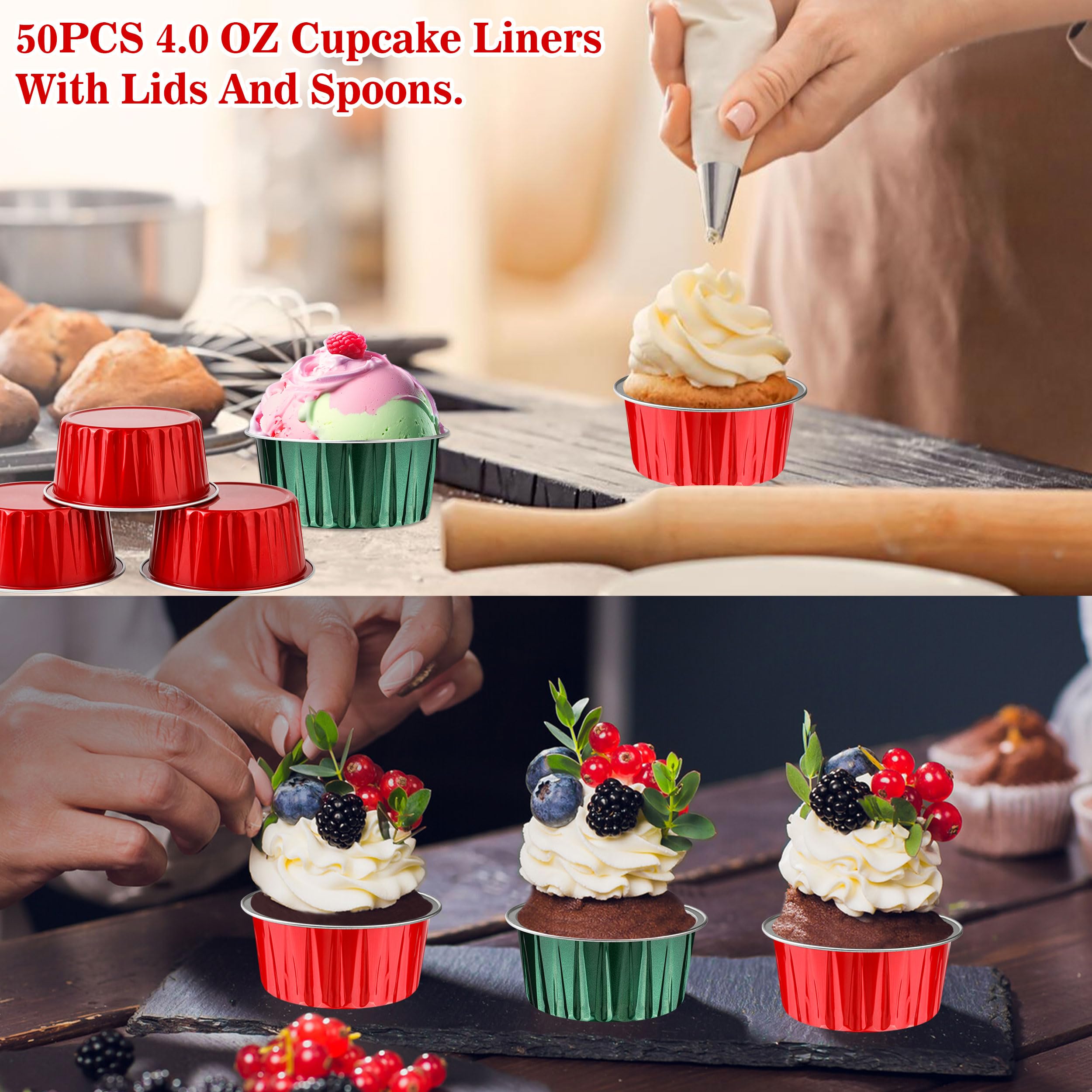 Latas de aluminio BakingPak desechables con tapas, ideal para presentaciones limpias.