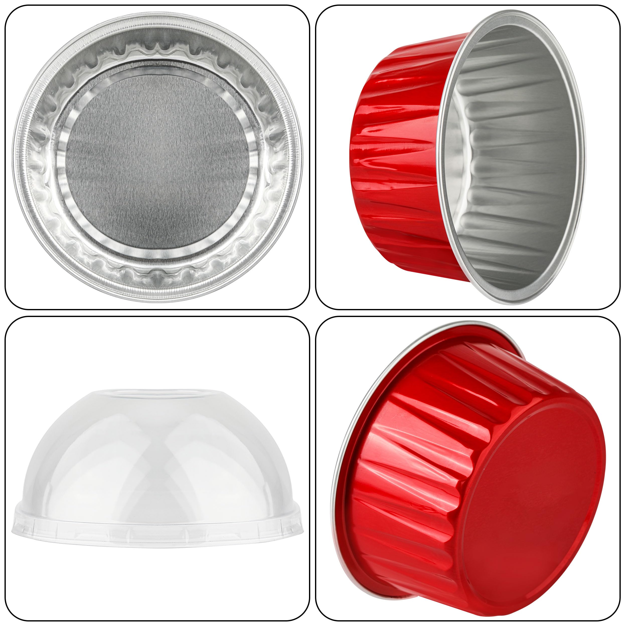 Mini tartas BakingPak en aluminio con tapas, porciones individuales.