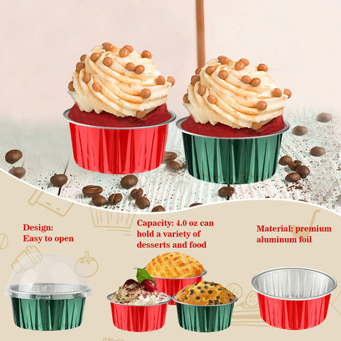 Vasitos de aluminio desechables BakingPak con tapas, útiles para porciones rápidas.