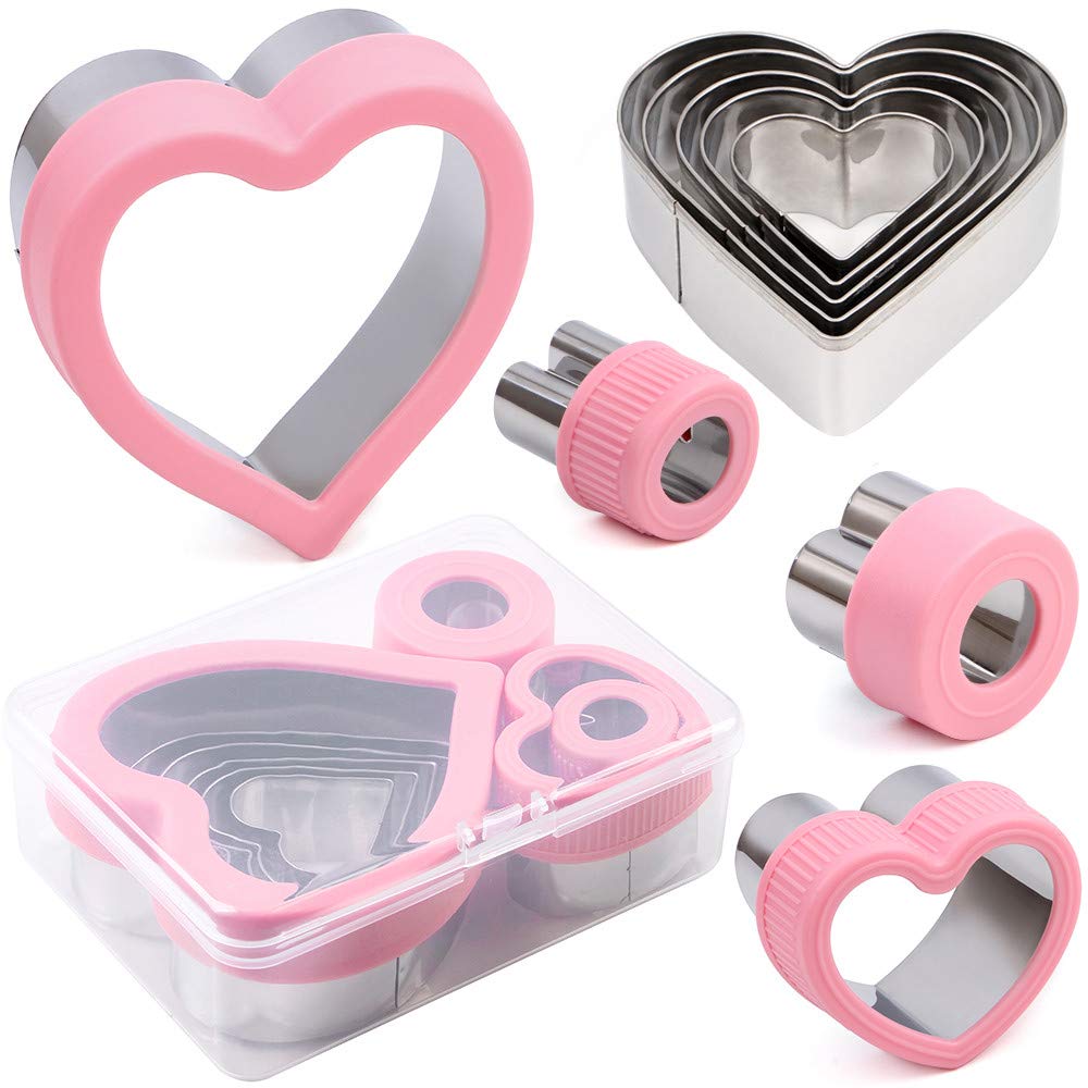 Cortadores BakingWorld corazones 9 piezas, acero inoxidable, duraderos para repostería.