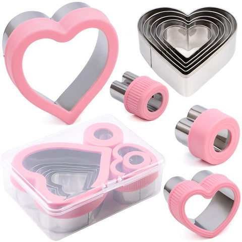 Cortadores BakingWorld corazones 9 piezas, acero inoxidable, duraderos para repostería.