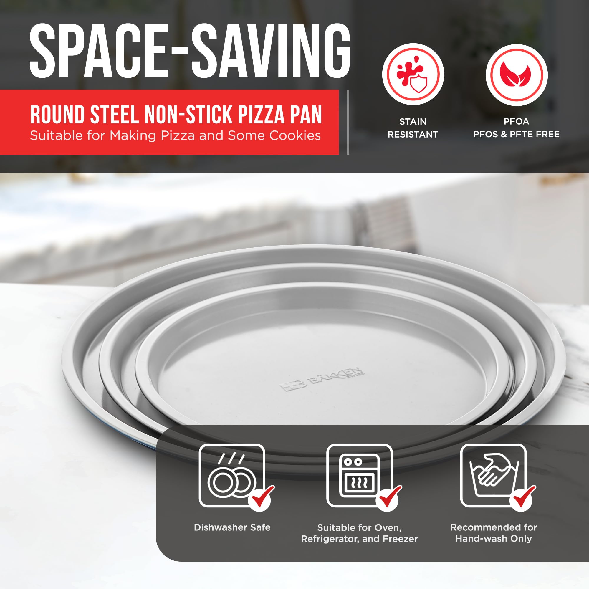 Bakken Swiss bandeja pizza grande, ideal para pizzas crujientes