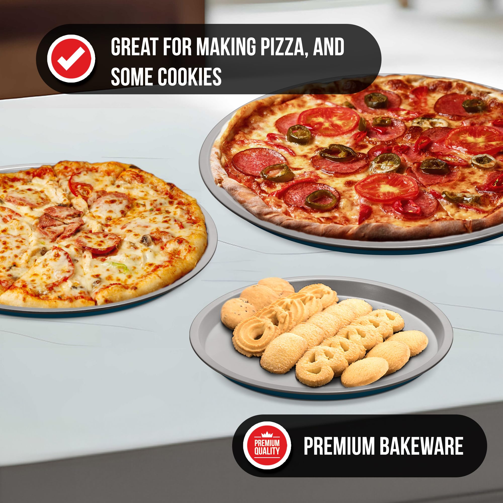 Bakken Swiss bandeja pizza media, tamaño intermedio para pizzas uniformes