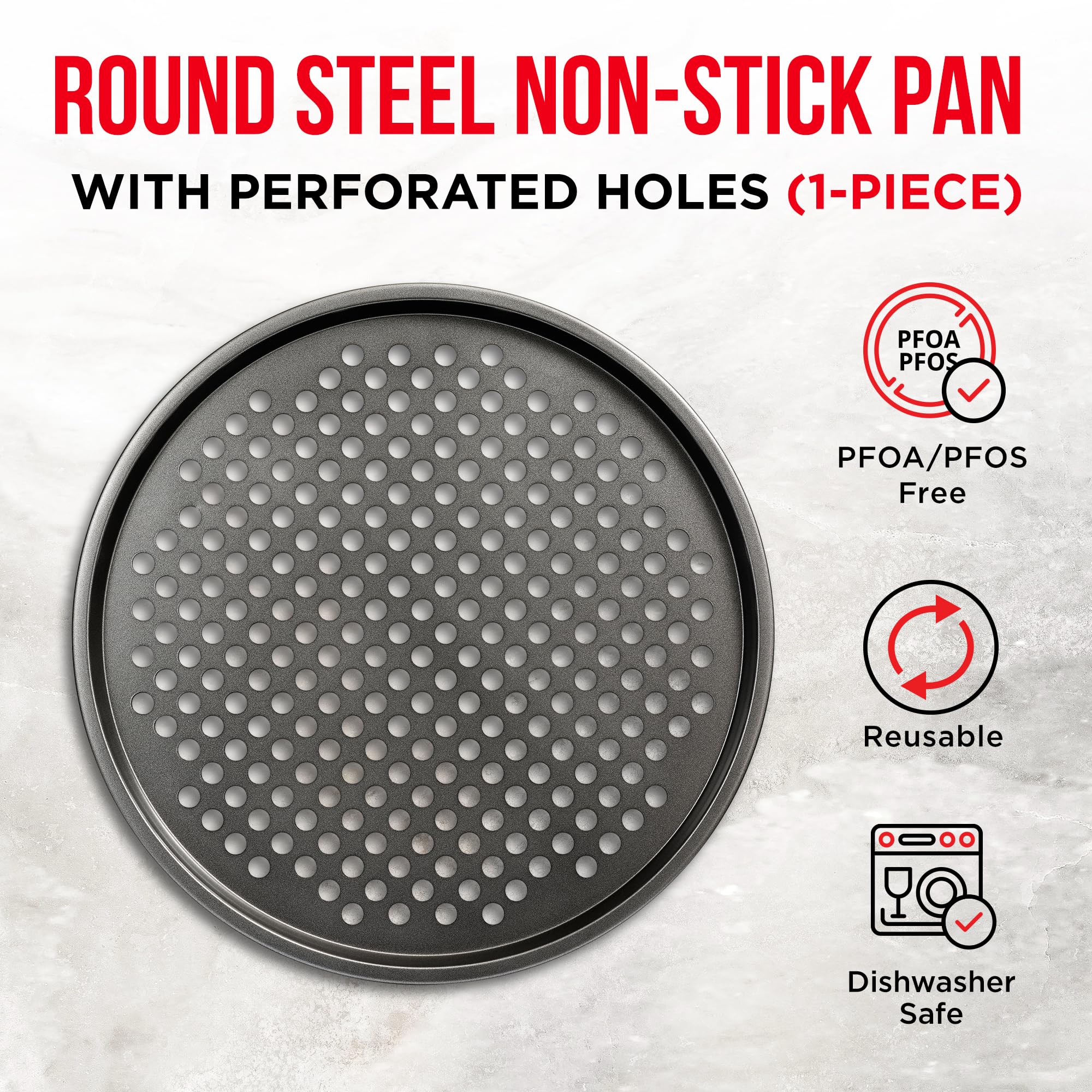 BakkenMaster: pan de pizza con perforaciones mejora la ventilación y la textura crujiente.
