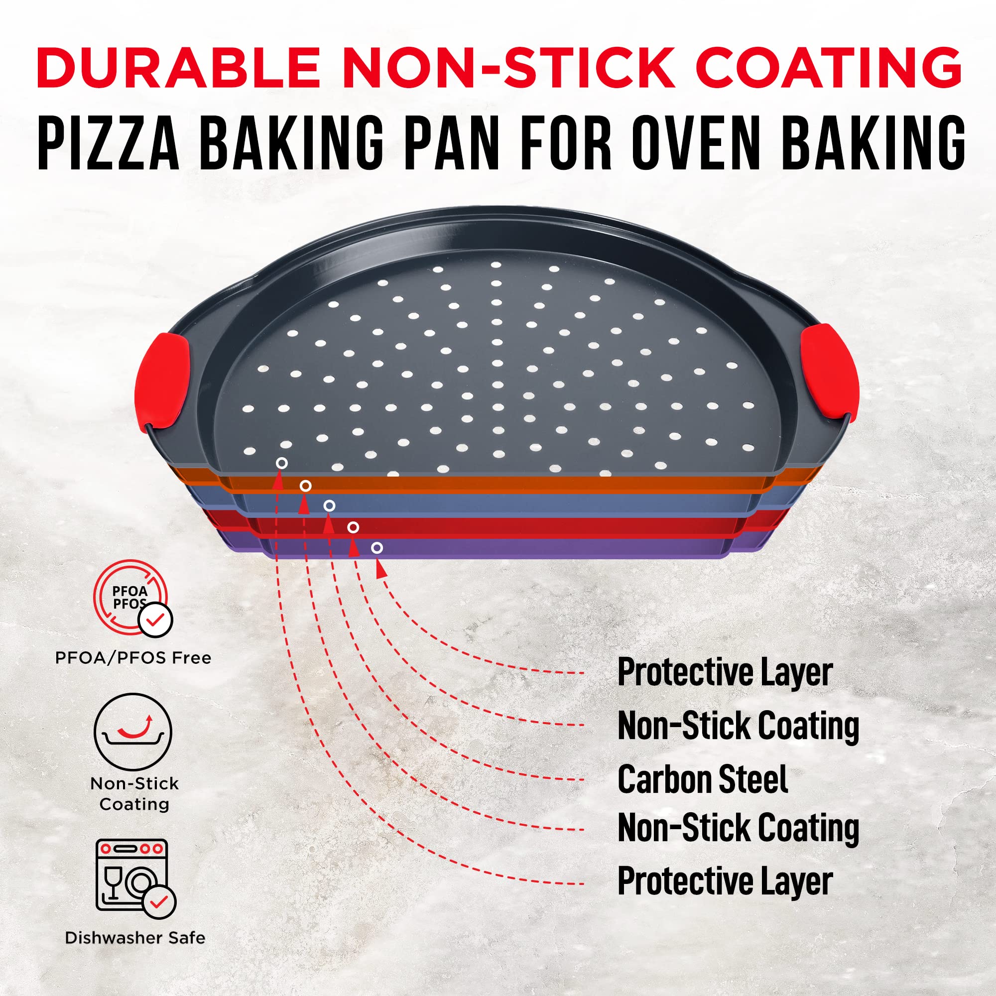 BAKKENMASTER bandeja para pizza casera con perforaciones para base crujiente.