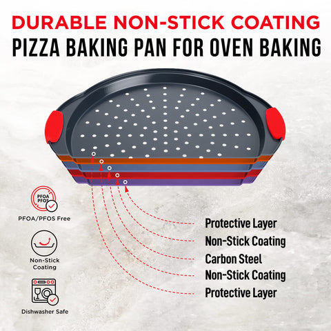 BAKKENMASTER bandeja para pizza casera con perforaciones para base crujiente.