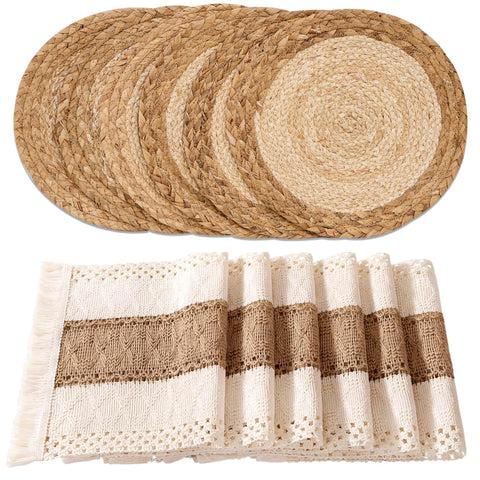 manteles baklean con macramé y textura natural para comedor