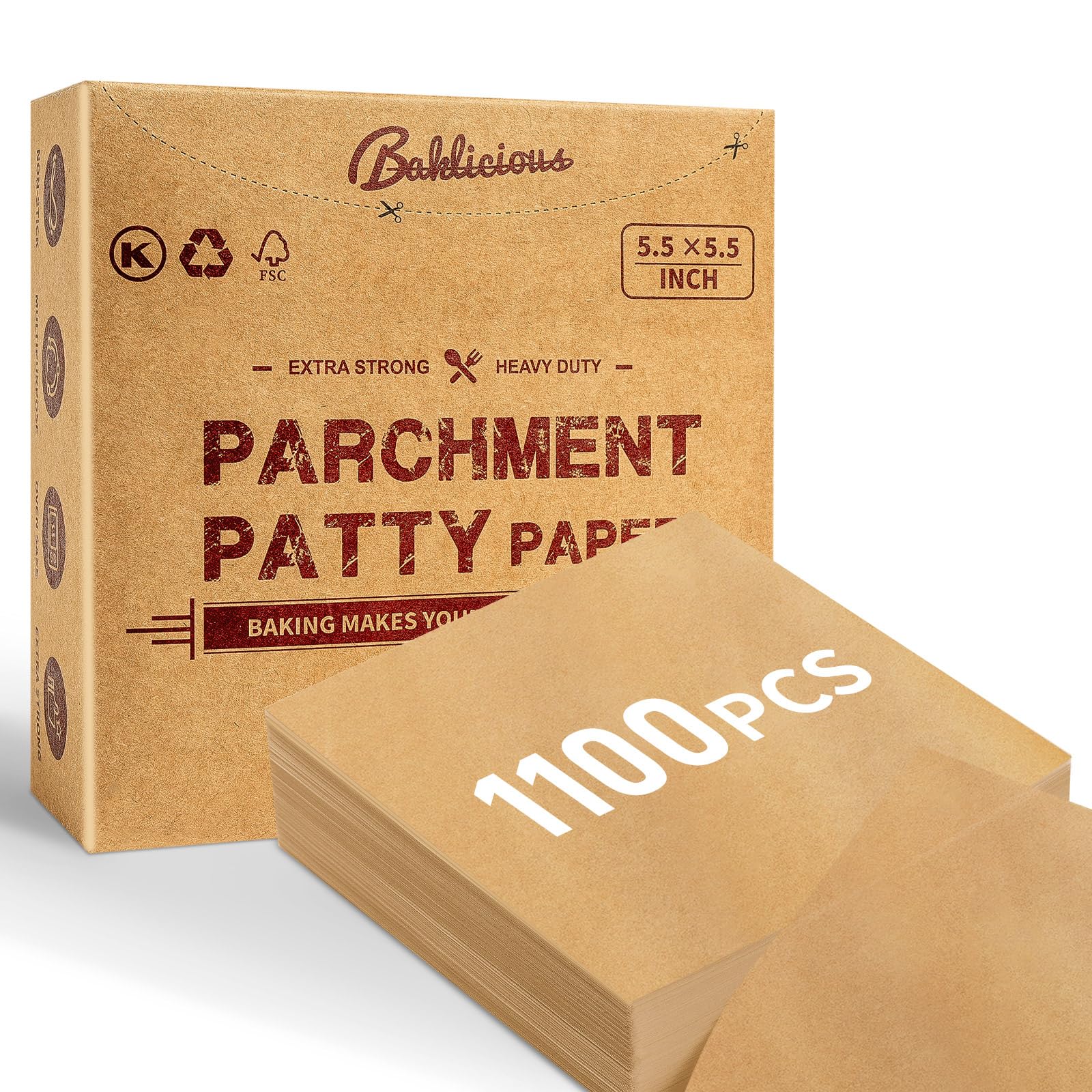 Papel Baklicious para hamburguesa de 5-5 pulgadas, antiadherente y fácil de manipular