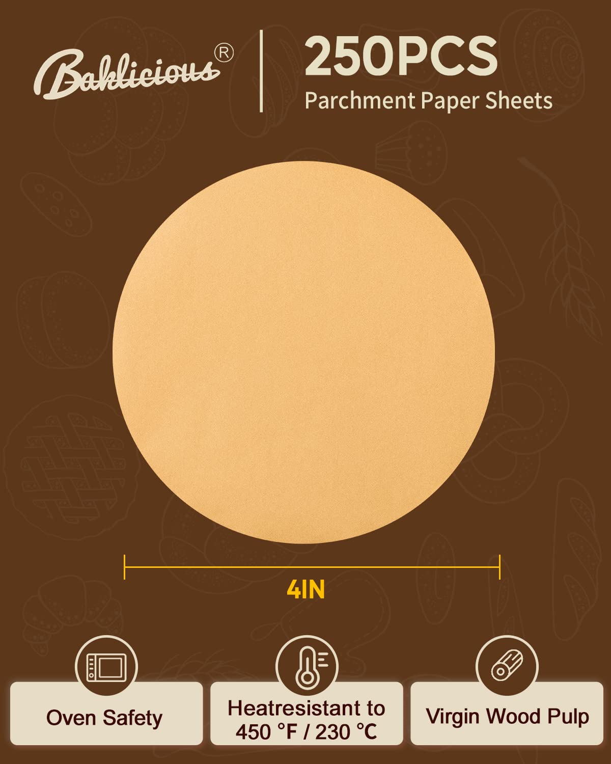 Baklicious papel pergamino antiadherente 6 pulgadas facilita desmolde