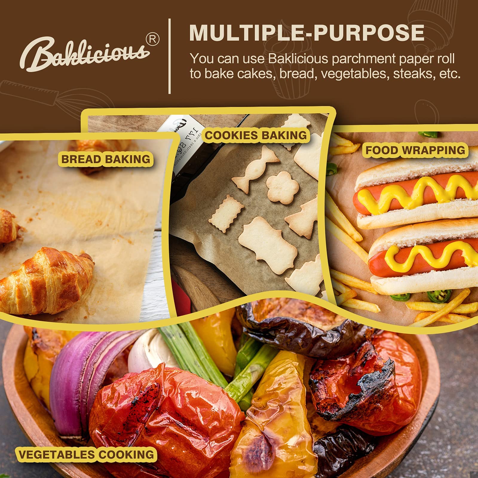 BAKLICIOUS pergamino ideal para freidora de aire garantiza horneados uniformes.