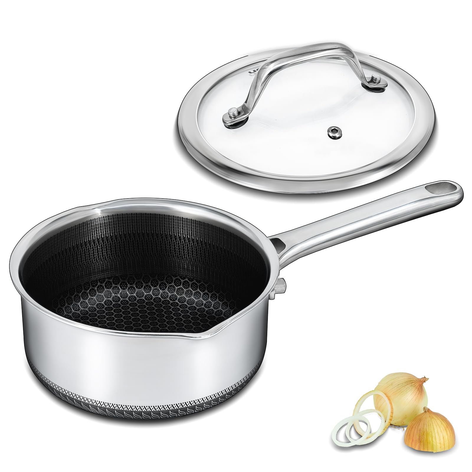 Bakoniion hibrido olla 3qt con tapa de vidrio, cocción uniforme.